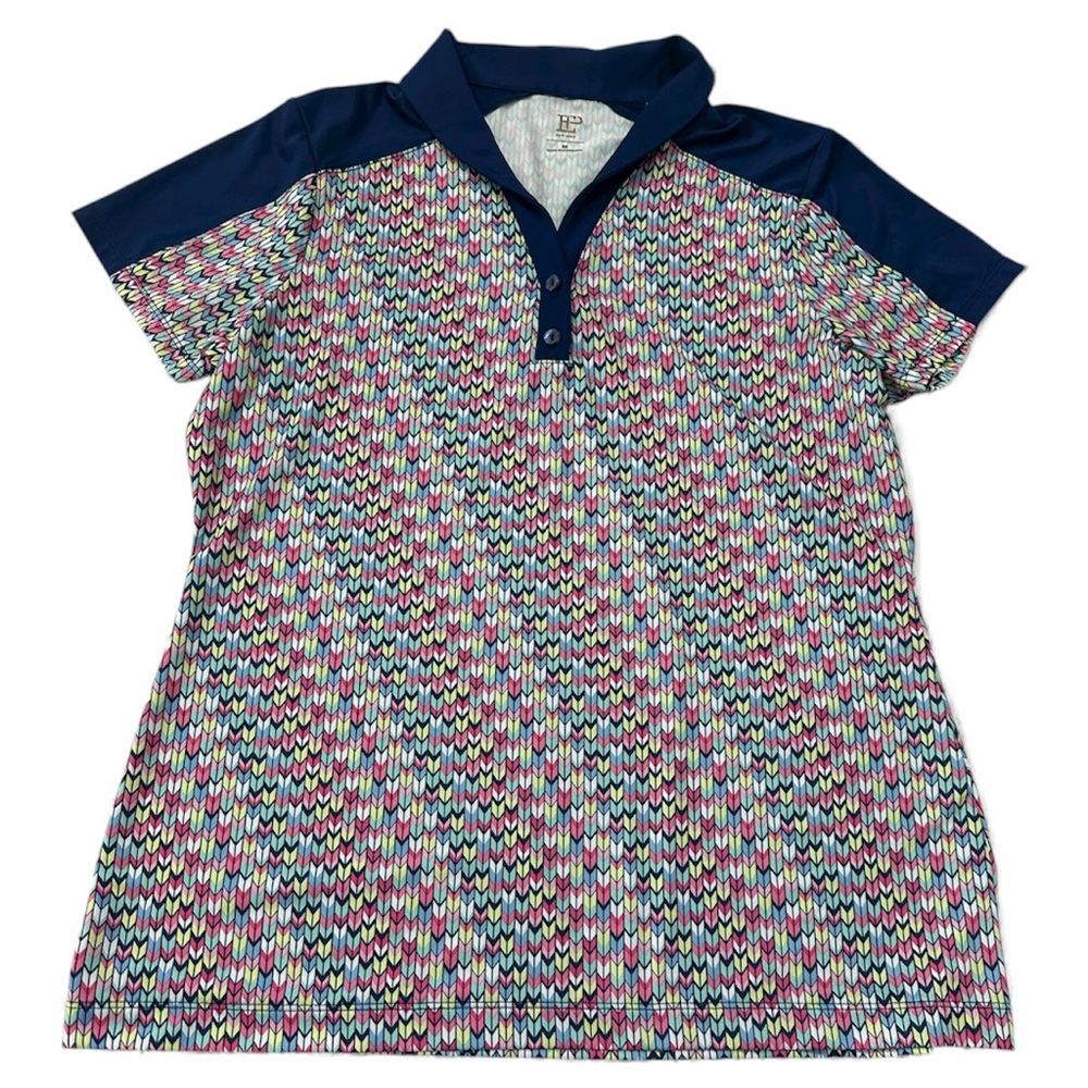 Stylish Multicolor Patterned Women's Polo Shirt - Picture 4 of 6